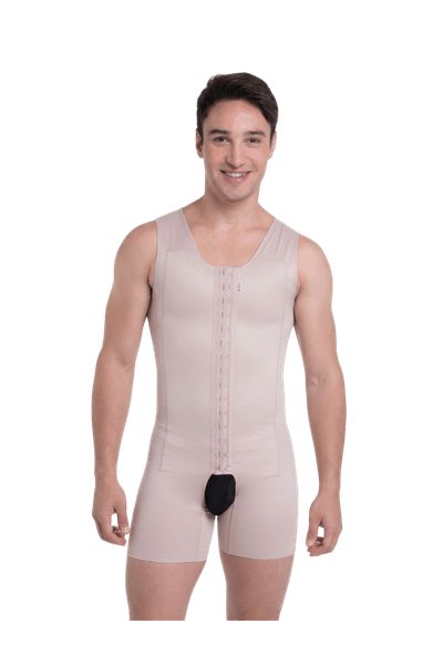 Faja Masculina Short con Camiseta sin Mangas y Cierre Frontal