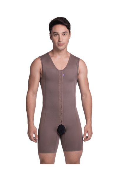 Faja Premium Masculina Short con Camiseta sin Mangas y Cierre Frontal